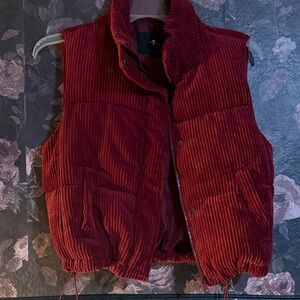 7 For All Mankind Burgundy Corduroy Puffer Vest